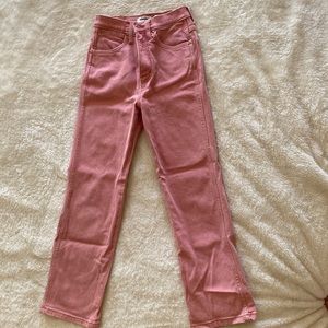 Baby pink straight cut jeans